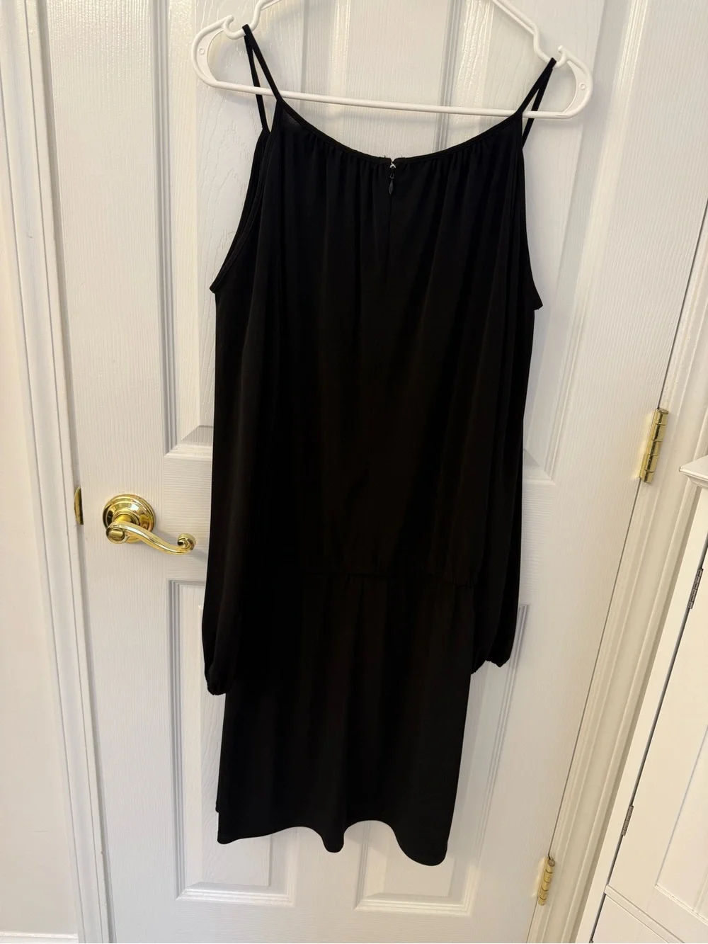 Michael Kors Black Cold Shoulder Blouson Dress.